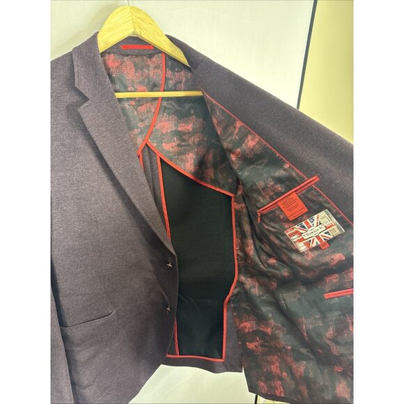 7 Downie St. Burgundy Knit Stretch Blazer 44R Slim Fit Sport Coat - Picture 5 of 8